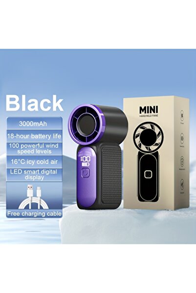 Choice1 مروحة يدوية صغيرة سوداء بسعة 3600 مللي أمبير، مروحة جيب محمولة عالية ...