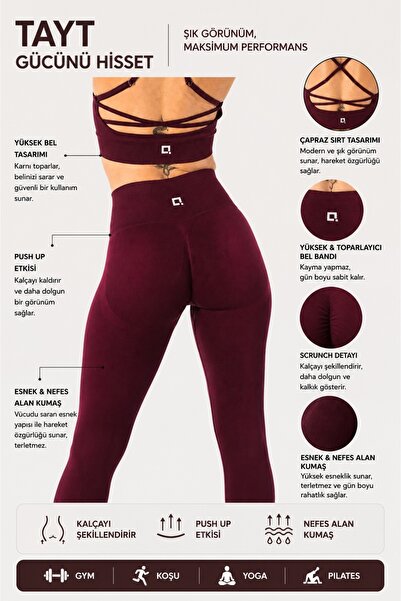 HARSFIT KADIN YÜKSEK BEL SCRUNCH TOPARLAYICI 7/8 SPOR TAYT PUSH UP SEAMLESS B...