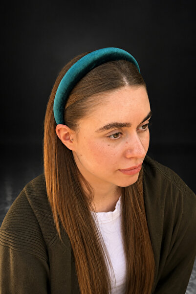ByMerve BYM2002 Yeşil Kadife Yumuşak Kadın Saç Tacı Yılbaşı Günlük Şık Saç Ak...