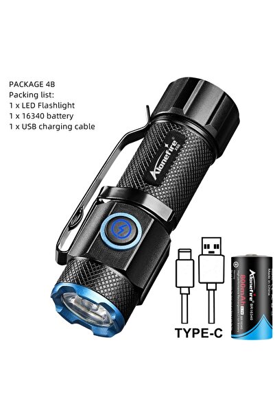 Choice 16340 black X66-Blue-16340 6500K Mini Flashlight High Bright P50 LED P...