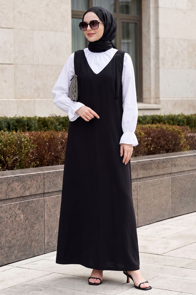 InStyle Μαύρο φόρεμα Double Crepe Gilet