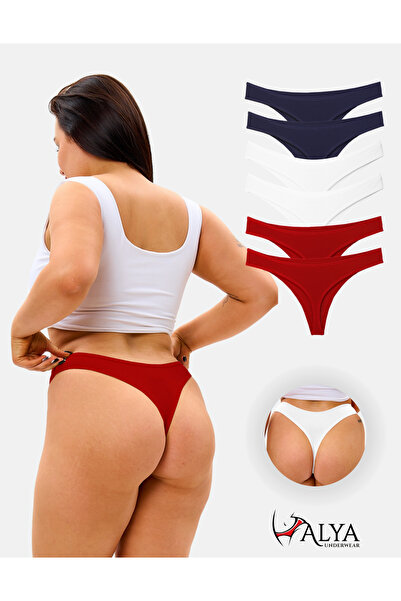 ALYA UNDERWEAR Дамски прашки, памучен конец, тъмносиньо, червено екрю, компле...