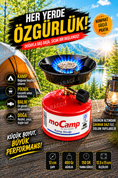 garaccu Portatif Kamp Piknik Ocağı Minik Tüp Mocamp (Çakmak Gazı İle Dolum Ya...