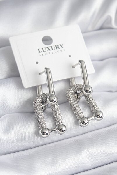 Inure Jewelry النحاس الفضي اللون الزركون حجر نموذج VIP سلسلة أقراط نسائية