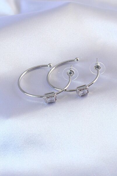 Inure Jewelry أقراط نسائية فضية اللون مرصعة بحجر الزركون