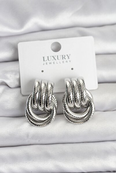 Inure Jewelry أقراط نسائية من النحاس على شكل حلقة فضية اللون