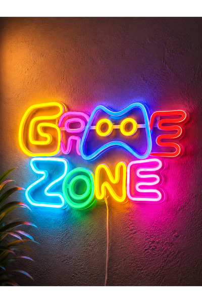 BACK Game Zone Neon Led Dekoratif Duvar Aydınlatması-Gamer Neon Duvar Dekoras...