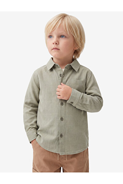 Koton Long Sleeve Classic Collar Cotton Basic Shirt with Pocket Detail