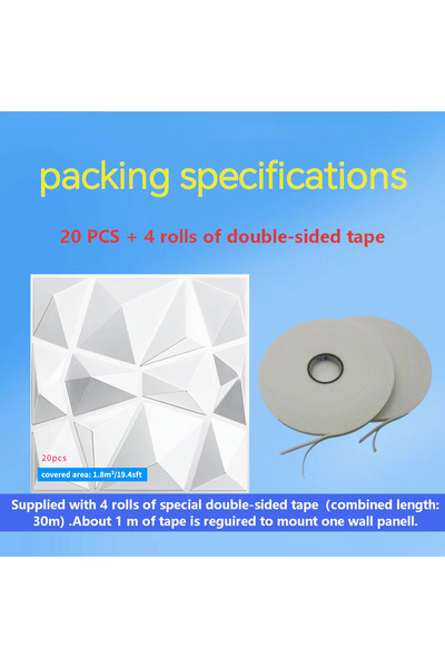 Choice9 20pcs Wh And Tape 20PCS 3D Wall Panels 30x30cm Indoor Wall Decoration...