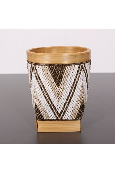 Mylamp Bali Boncuklu & Bambu VAZO 18X14 cm