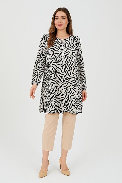 Ravencia Zebra Patterned Women's Woven Tunic