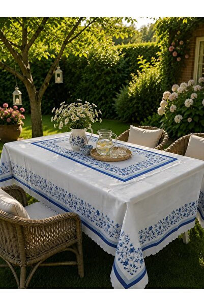 yok yok evim eve dair her şey مفرش طاولة بدون قلق بتأثير الكتان المنقوش مع حواف زجاجية