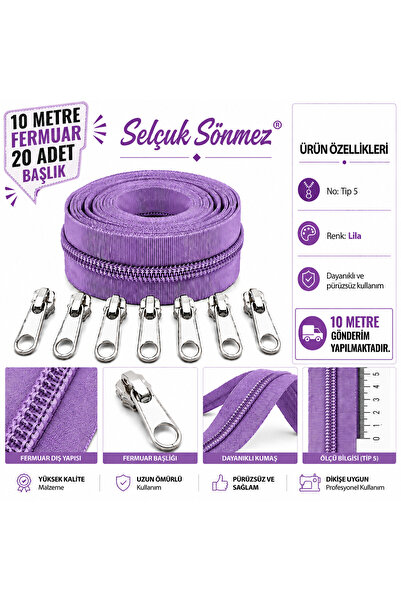 Lilac 10 Meter Zipper 20 Headgear