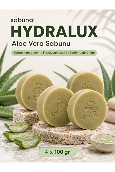 sabunal Hydralux Aloe Vera Soap 4 Pieces - Natural Care Soap with Moisture Su...