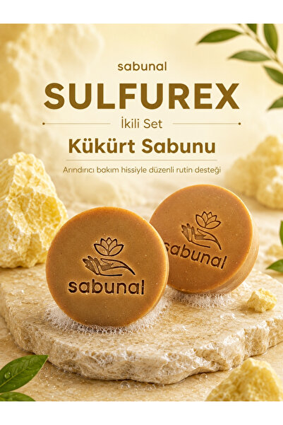 sabunal Sulfurex Sulfur Soap 2 Pcs - Natural Care Soap for Oily Skin, Pore an...