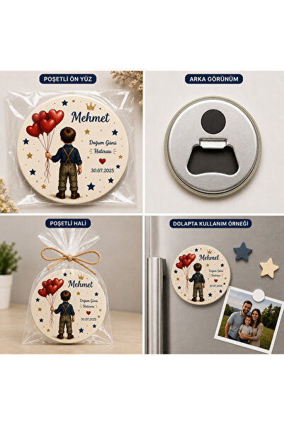 Sultan magnet hediyelik 20’li Set Kişiye Özel Erkek Bebek Doğum Günü Magneti ...