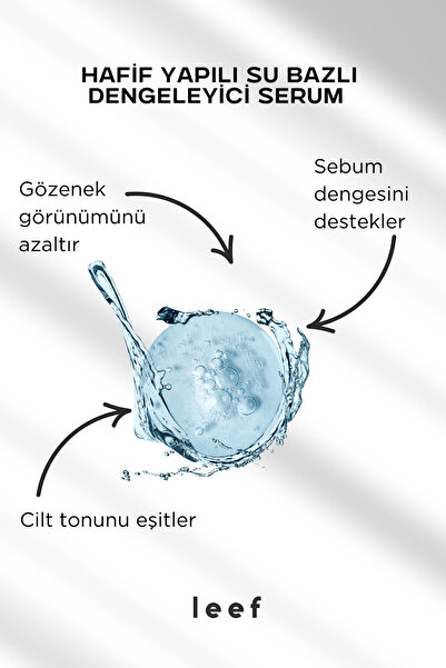 Leef Niacinamide Çinko Gözenek Serumu Yağlı Cilt Akne Leke Görünümünü Azaltan Su Bazlı Serum