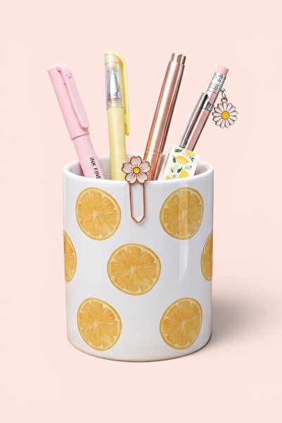 Cool Stuff Studio Orange Portakal Desenli Dekoratif Kalemlik & Makyaj Fırçalı...