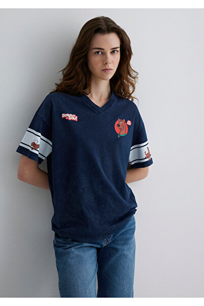 Mavi Scooby Doo Printed Navy Blue T-Shirt Loose Fit / Loose Relaxed Cut 16133...