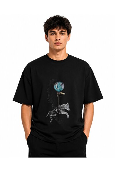 Inscriptie Unisex Premium Cotton Casual T-Shirt "Zebra Balloon"