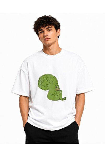 Inscriptie Ουνισέξ Βαμβακερό T-Shirt Υψηλής Ποιότητας  "Frog Brain "