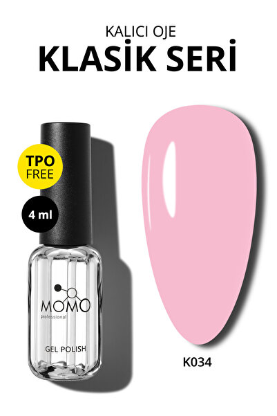 MOMO professional Kalıcı Oje K034, Pudra Pembe, 4 ml