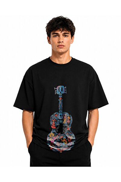 Inscriptie Ουνισέξ Βαμβακερό T-Shirt Υψηλής Ποιότητας  "Πολύχρωμη Κιθάρα "