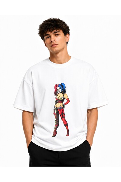 Inscriptie Ουνισέξ Βαμβακερό T-Shirt Υψηλής Ποιότητας  "Κόμικ Χάρλεϊ Κουίν "