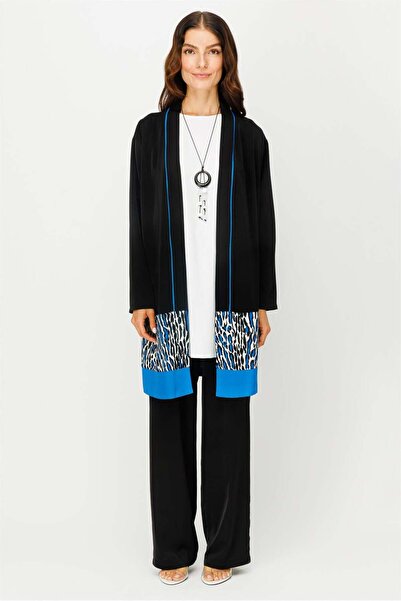 Esswaap Leopard Detailed Jacket, Tunic, Trousers, Necklace Set, Saks