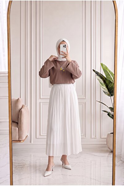 MİHRA STORE Mehşah Floral Patterned Blouse-Ss13137 Mink