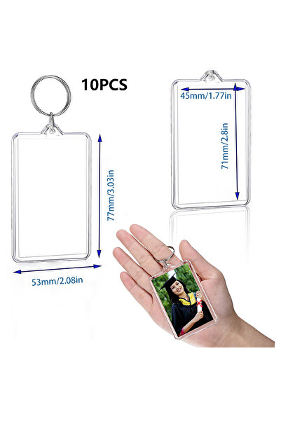 Choice L 7.6 by 5.3cm 10pcs Transparent Photo Frame Keychain Tassels Snap-In ...
