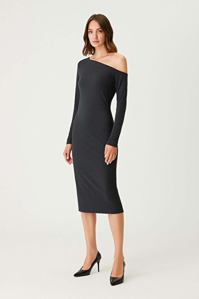 HAKKE Diver ribbed boat neck dress