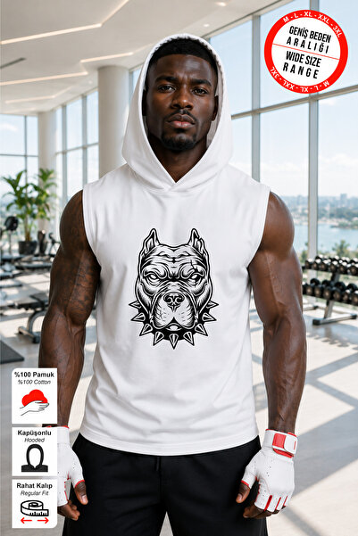 BESSA Tricou pentru bărbați, cu imprimeu Pitbull, alb, supradimensionat, din ...