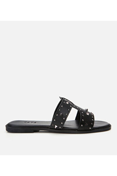 Yaya by Hotiç Women's Black Pedestrian Stone Slippers