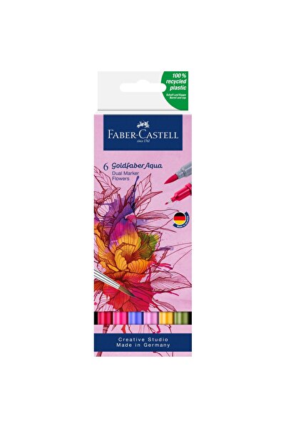 Faber Castell Goldfaber Aqua 6’lı Çift Uçlu Marker Seti,Flowers Renkleri,Su B...