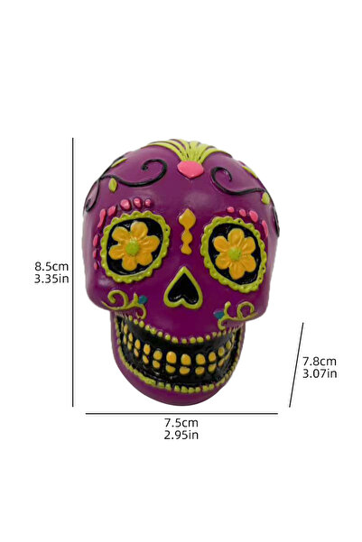 Choice1 F550990B Day of the Dead Resin Painted Skull Head Statue Creative Dec...