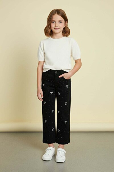 Fulla Moda Adjustable Waist Embroidered Stone Decorated Girl's Belt Palazzo P...