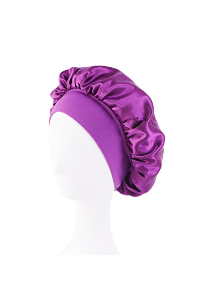 choice2 Dark purple New Satin Wide Brim Nightcap Silky Bonnet Hair Wrap for S...