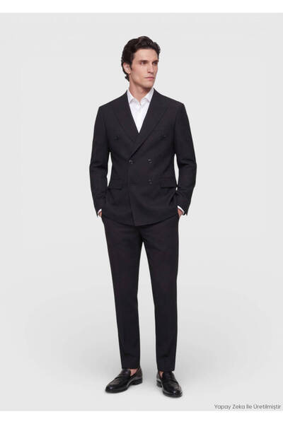 Ramsey Black Plain Wool Blended Suit