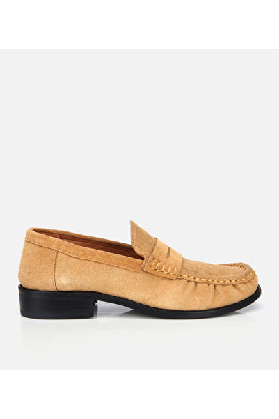 Hotiç Kadın Süet Deri Taba Yumuşak Dokulu Klasik Loafer