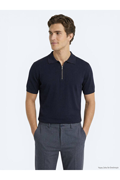 Kip Navy Blue Plain Knitted Sweater