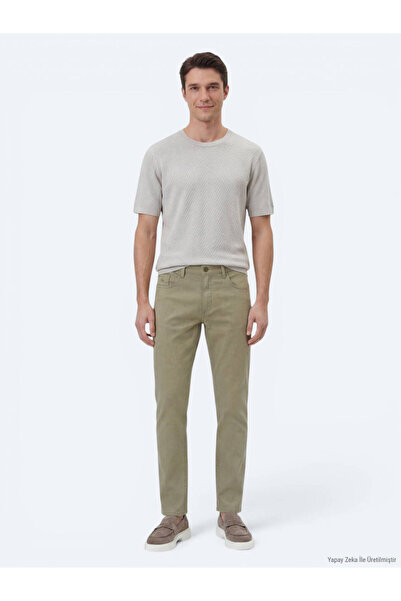 Kip Açık Yeşil Düz Dokuma Regular Fit Casual Pamuk Karışımlı Pantolon