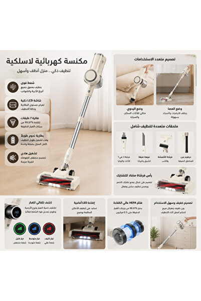 Yallabena Smart Cordless Vacuum Cleaner - Lcd Display, Auto Dust Detection & ...