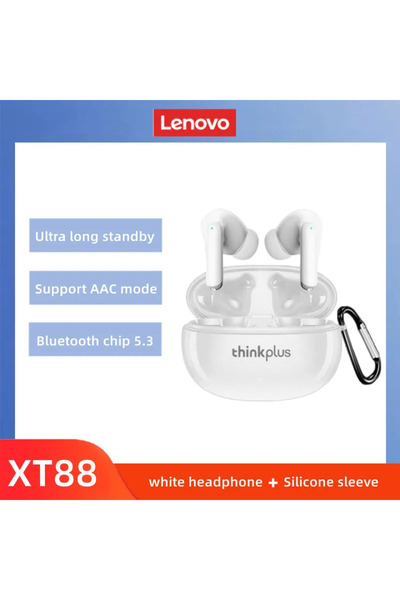 LENOVO white Silicone Case Original XT88 Wireless Bluetooth Earbuds Hifi Musi...