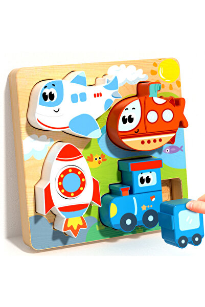 Choice C 4-in-1 Wooden Toys 3D Wood Puzzle Cartoon Animals Cognitive Jigsaw P...