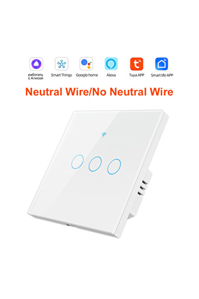 Choice3 EU 3 Gang For Tuya Smart Wifi Light Switch No Neutral Wire Touch Pane...