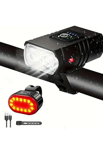 Choice7 Set B 9LED Cycling Torch Type C Rechargeable Bike Flashlights Ultrali...