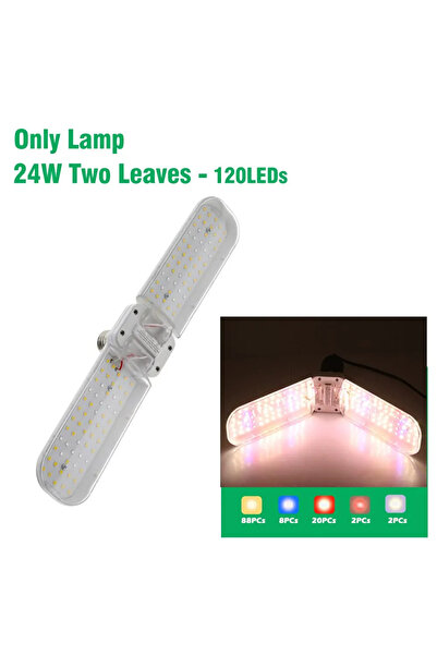 Choice مصباح نمو نباتي LED قابل للطي، 24 واط - 120 ليد، 2/3/4 ورقة مروحة، طيف...