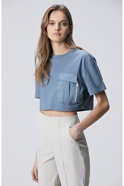 Network N-Tech Mavi Garni Detaylı T-shirt