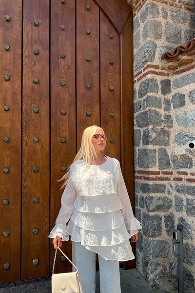 lizge giyim Bluz with Folded Details and Volan Detail